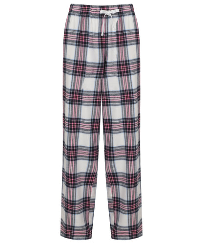 SF SK083 Women's tartan lounge pants in White/Pink Check
