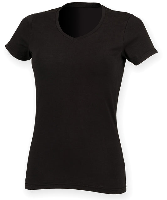 SF SK122 Feel good women's stretch v-neck t-shirt in Black