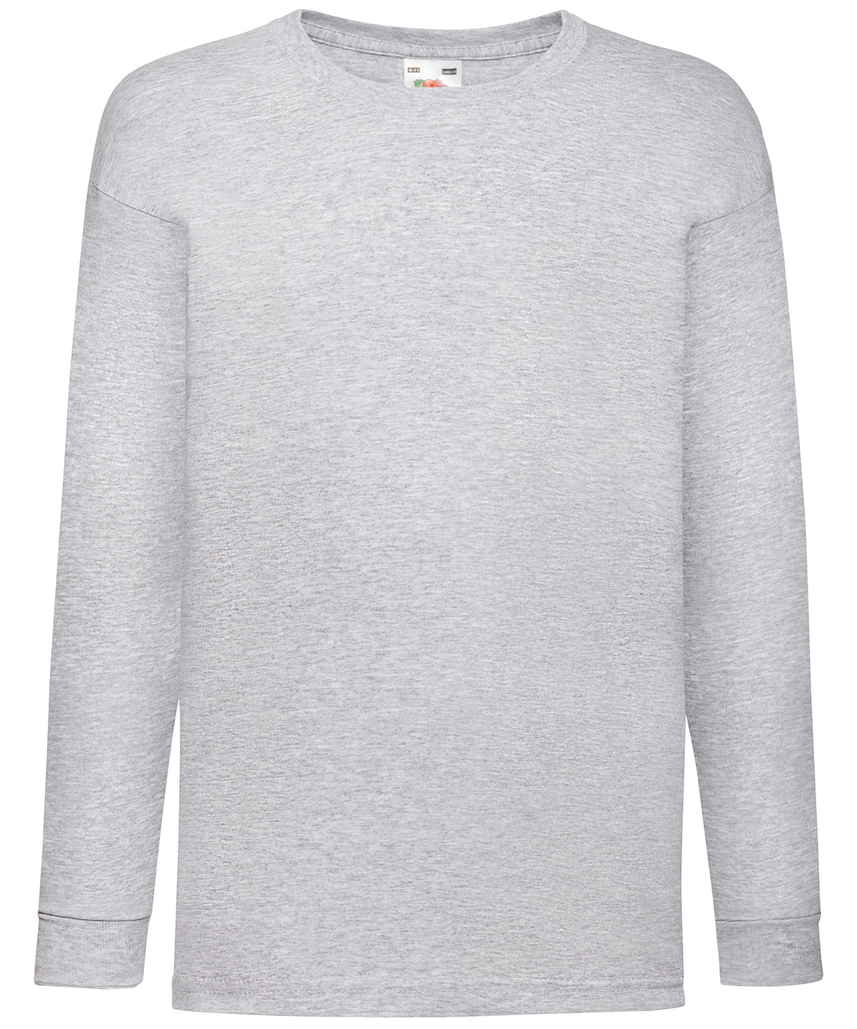 Fruit of the Loom SS007 Kids long sleeve valueweight T in Heather Grey