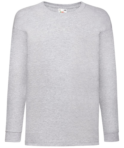Fruit of the Loom SS007 Kids long sleeve valueweight T in Heather Grey