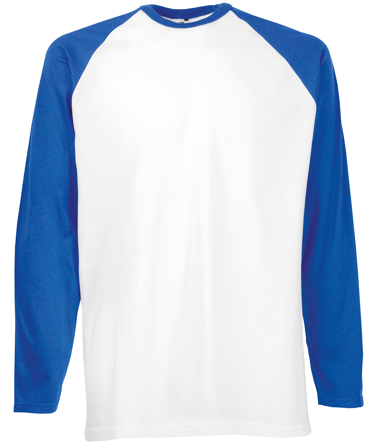 Fruit of the Loom SS028 Long sleeve baseball T in White/Royal Blue*