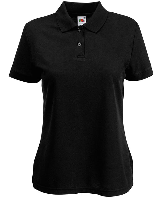 Fruit of the Loom SS212 Women's 65/35 polo in Black