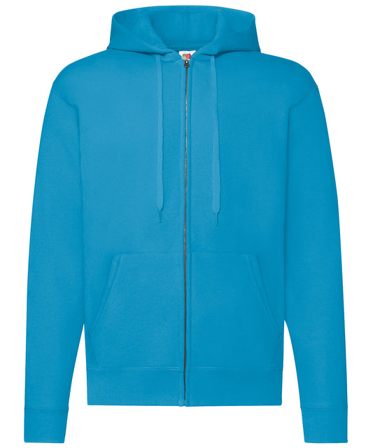 Fruit of the Loom SS222 Classic 80/20 hooded sweatshirt jacket in Azure Blue