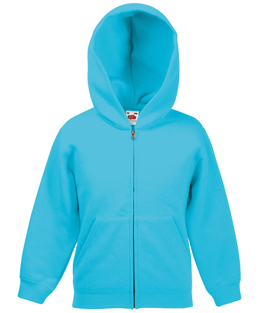 Fruit of the Loom SS225 Kids classic hooded sweatshirt jacket in Azure Blue