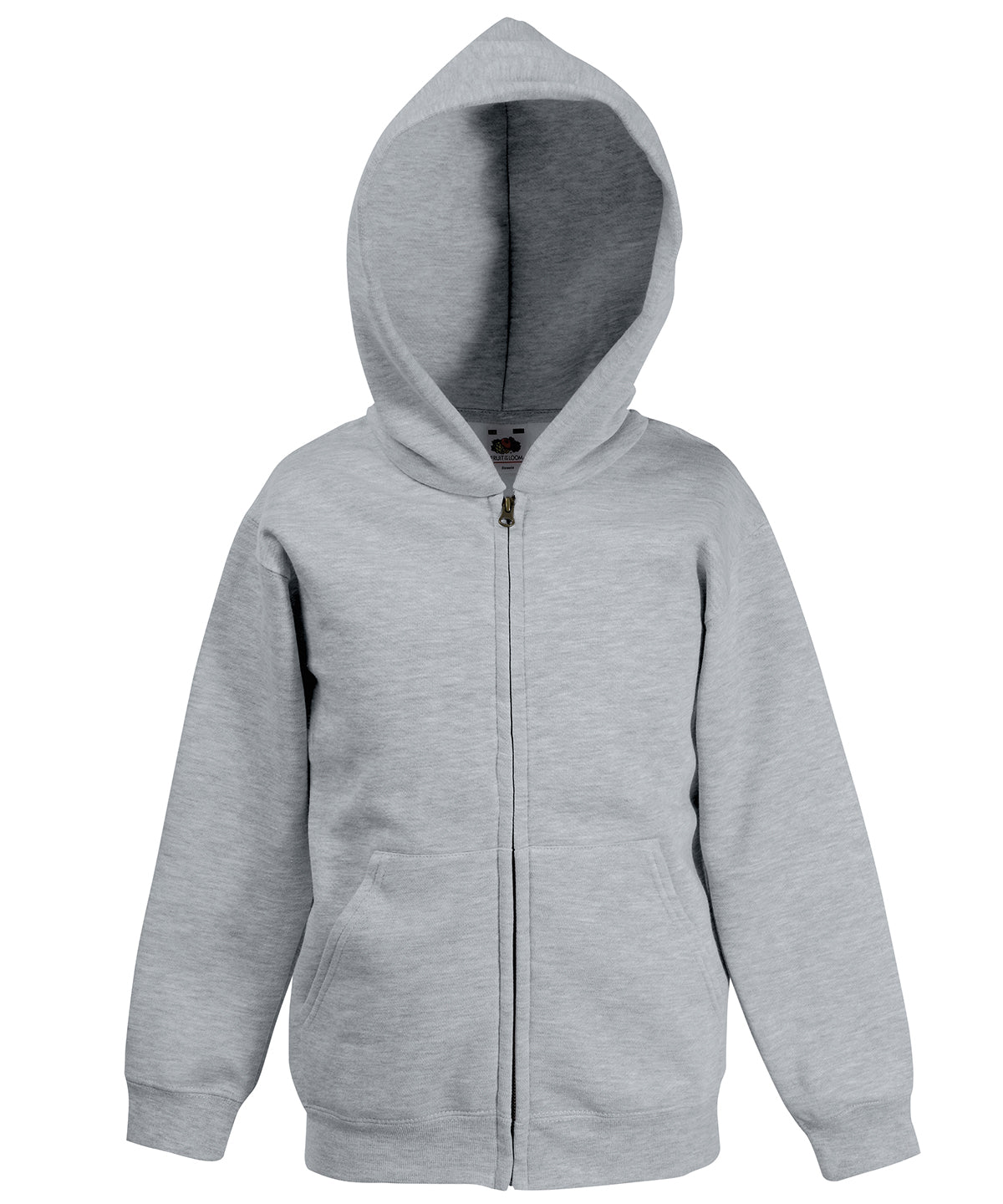 Fruit of the Loom SS225 Kids classic hooded sweatshirt jacket in Heather Grey