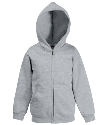 Fruit of the Loom SS225 Kids classic hooded sweatshirt jacket in Heather Grey