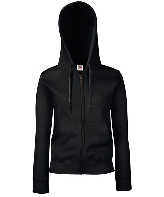 Fruit of the Loom SS312 Women's premium 70/30 hooded sweatshirt jacket in Black