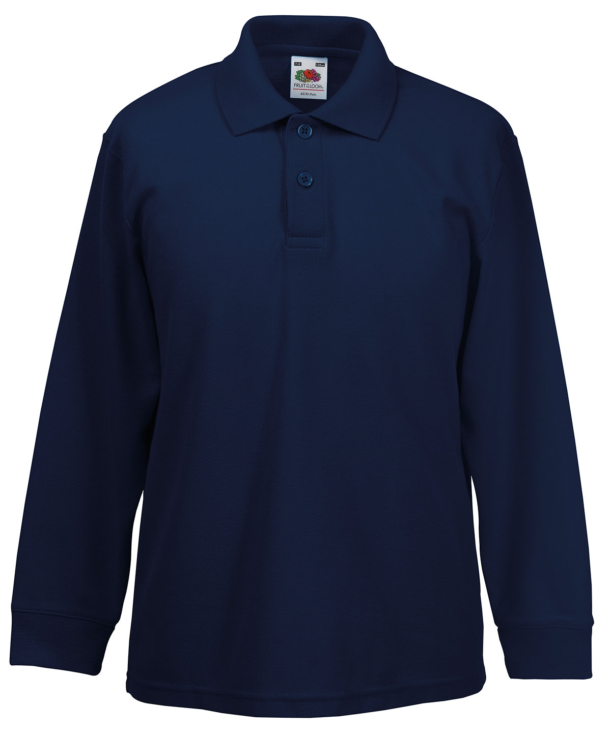 Fruit of the Loom SS320 Kids long sleeve 65/35 polo in Deep Navy