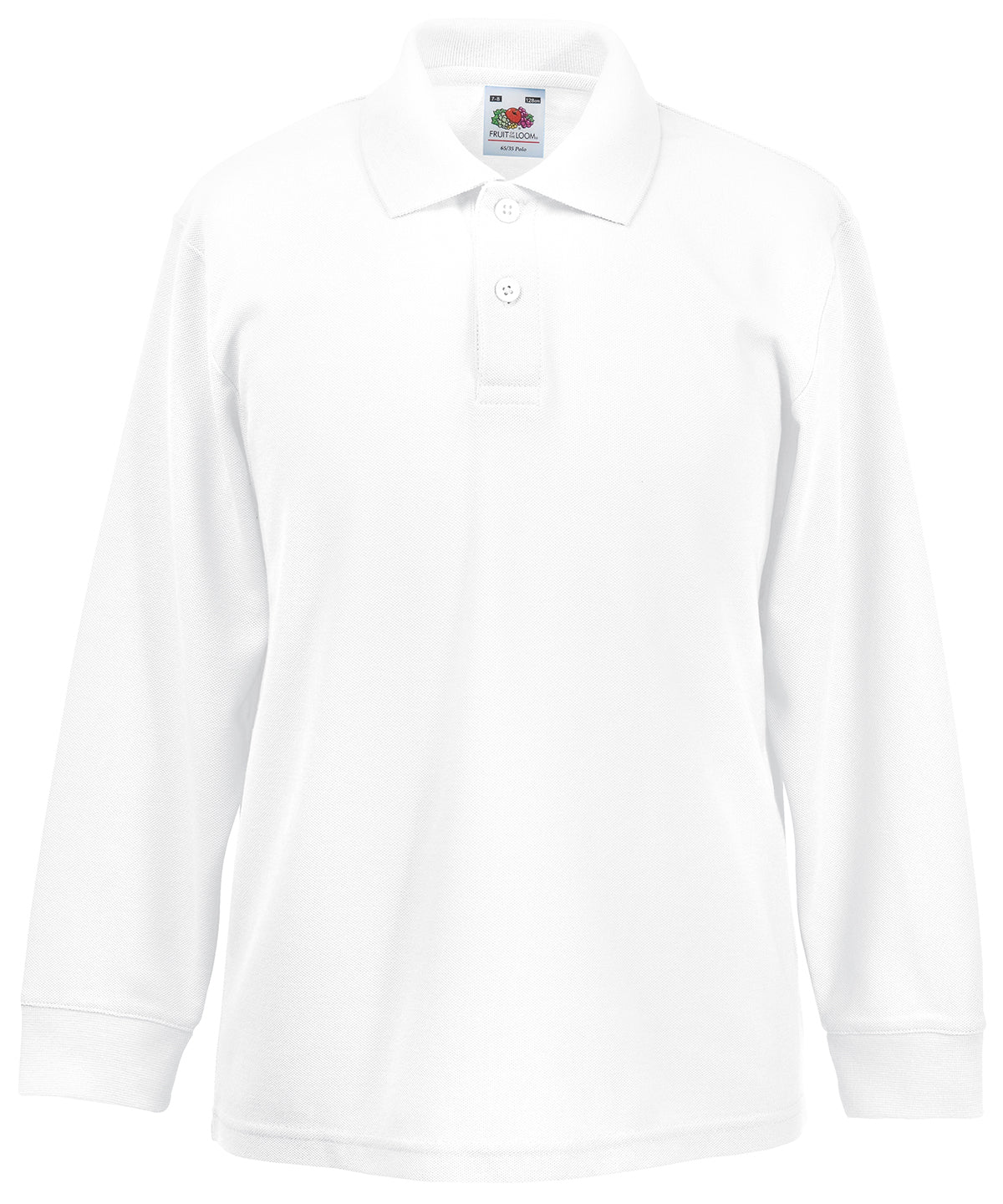 Fruit of the Loom SS320 Kids long sleeve 65/35 polo in White