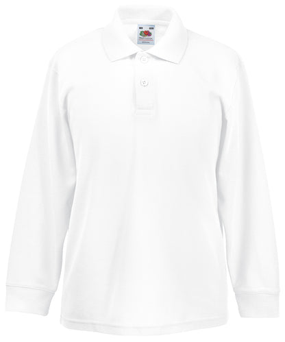 Fruit of the Loom SS320 Kids long sleeve 65/35 polo in White