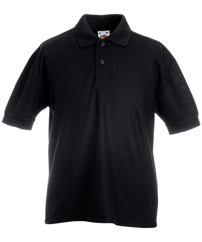 Fruit of the Loom SS417 Kids 65/35 piqué polo in Black
