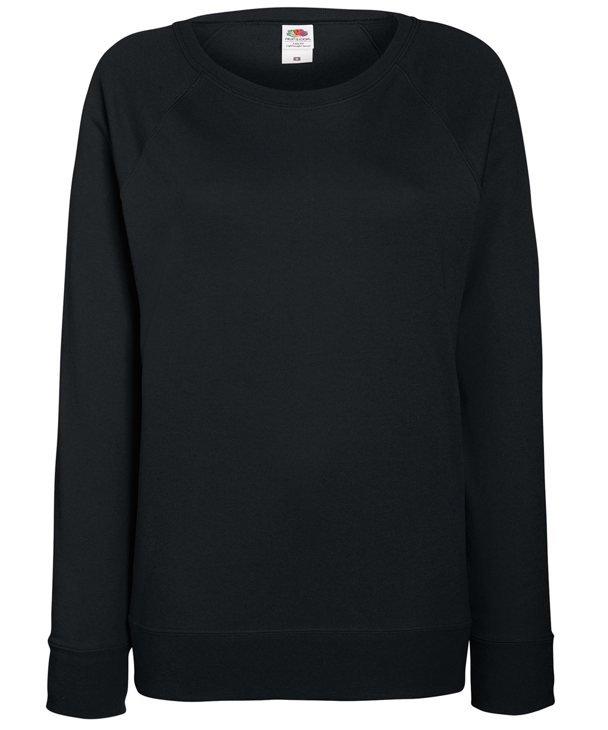 Fruit of the Loom SS960 Women's lightweight raglan sweatshirt in Black