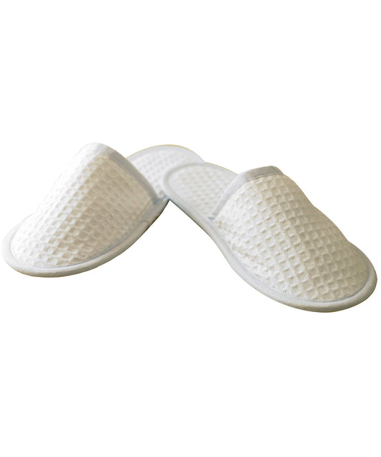 Towel City TC066 Waffle mule slippers in White