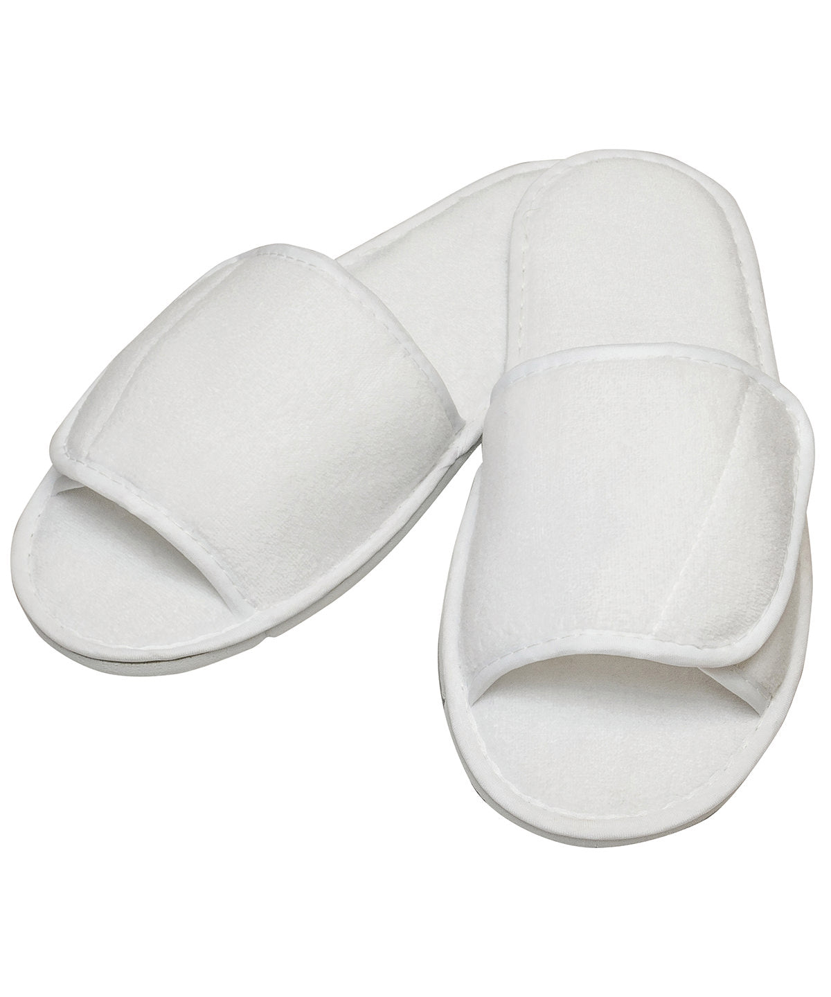 Towel City TC067 Open-toe slippers with hook and loop strap in White