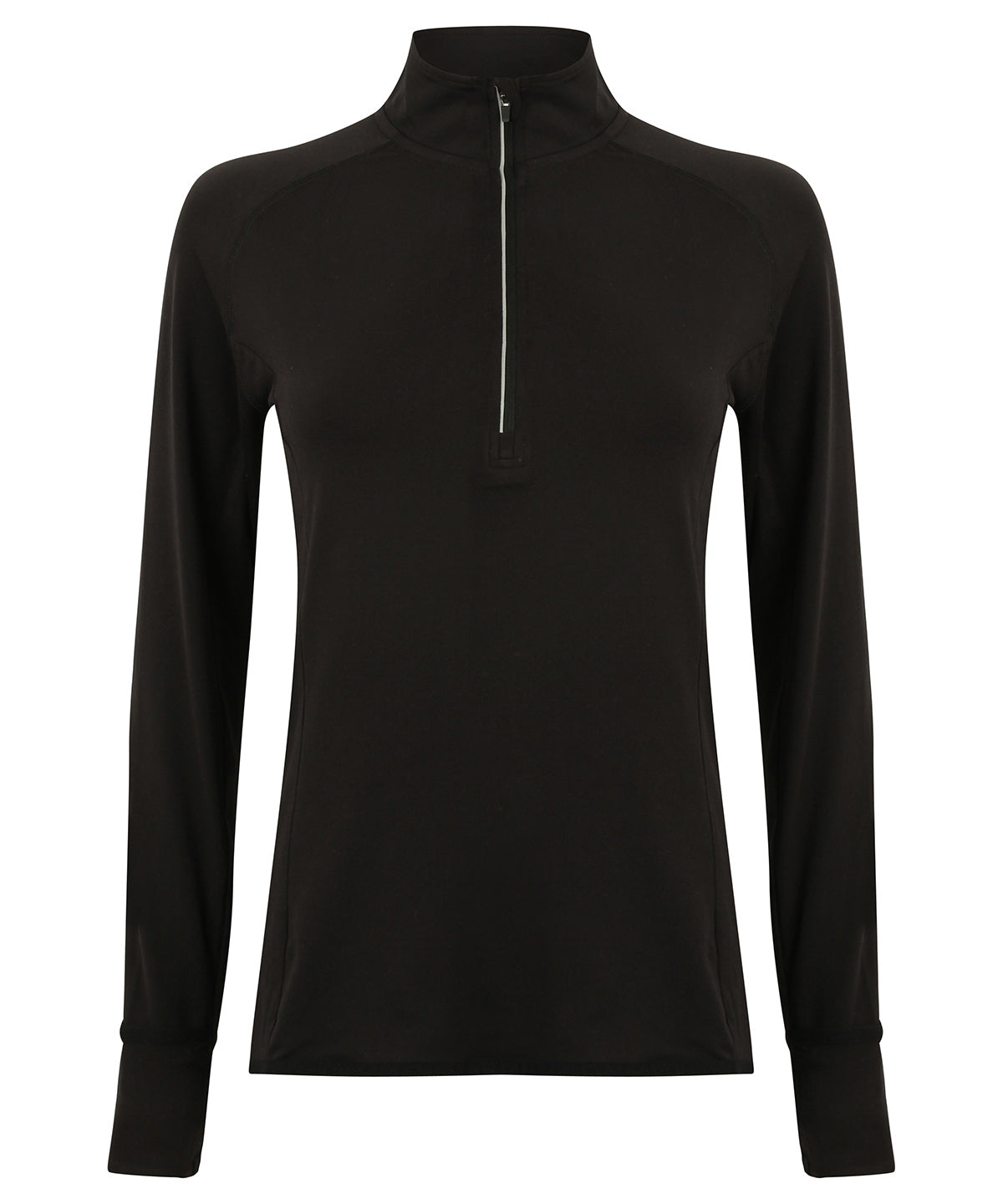 Tombo TL563 Women's long-sleeved ¼ zip top in Black