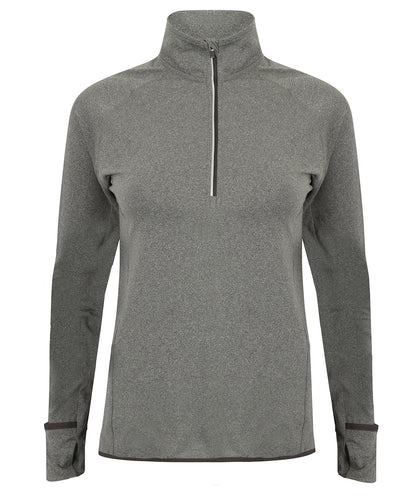 Tombo TL563 Women's long-sleeved ¼ zip top in Grey Marl