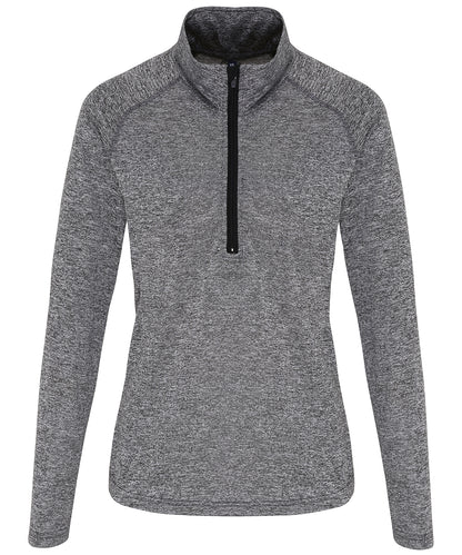 TriDri® TR120 Women's TriDri® long sleeve performance ¼ zip in Black Melange/Black