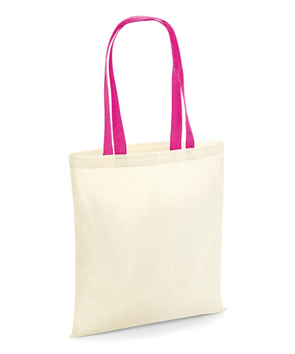 Westford Mill W101C Bag for life - contrast handles in Natural/Fuchsia