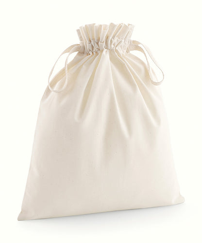 Westford Mill WM118 Organic cotton drawcord bag in Natural