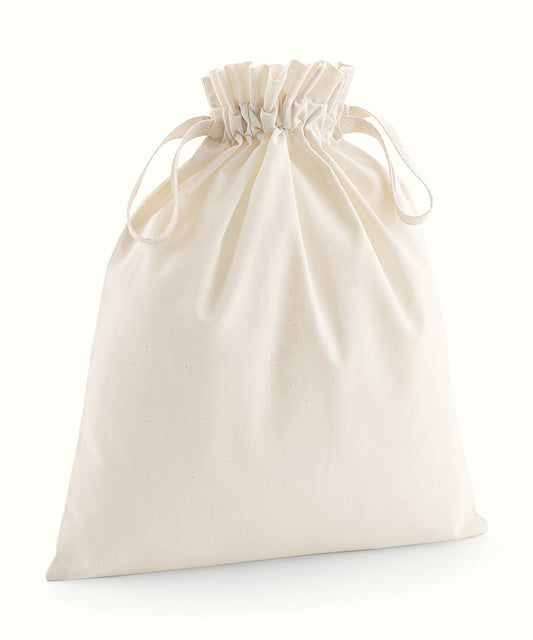 Westford Mill WM118 Organic cotton drawcord bag in Natural