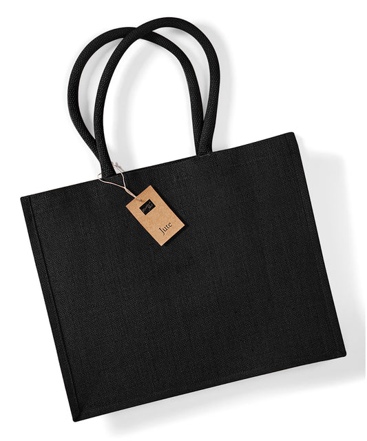Westford Mill WM407 Jute classic shopper in Black/Black