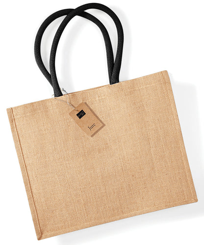 Westford Mill WM407 Jute classic shopper in Natural/Black