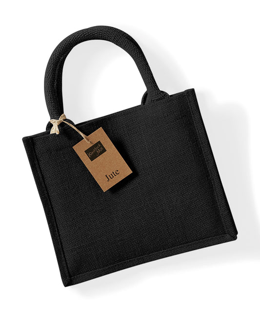 Westford Mill WM412 Jute mini gift bag in Black/Black