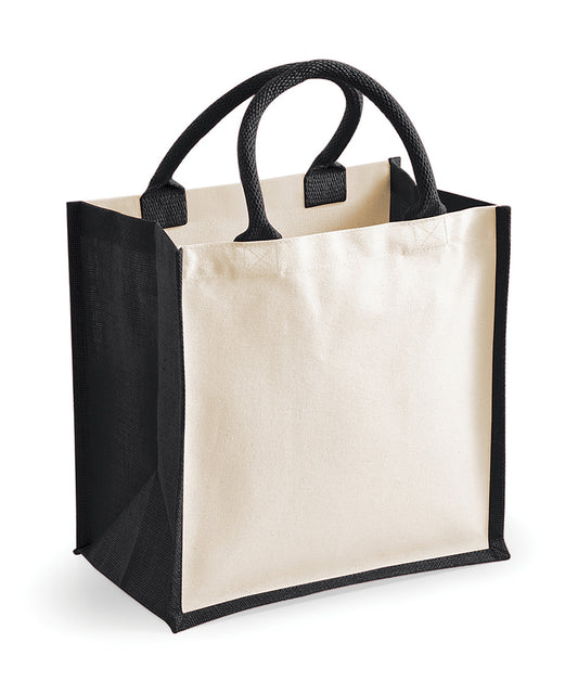 Westford Mill WM421 Printers midi jute tote in Black