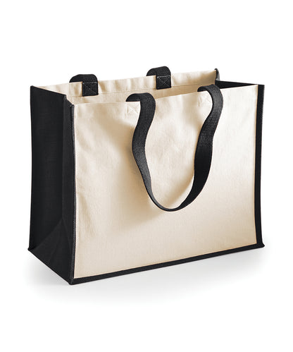 Westford Mill WM422 Printers jute classic shopper in Black