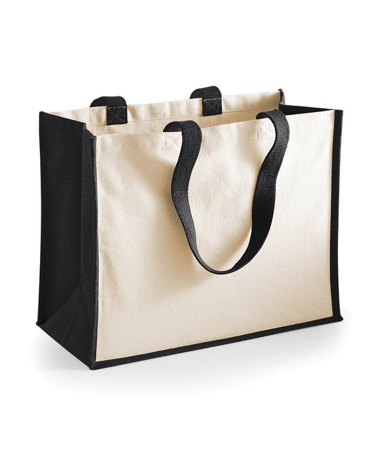 Westford Mill WM422 Printers jute classic shopper in Black