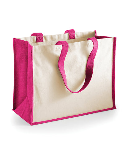 Westford Mill WM422 Printers jute classic shopper in Fuchsia