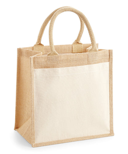 Westford Mill WM426 Cotton pocket jute midi tote in Natural