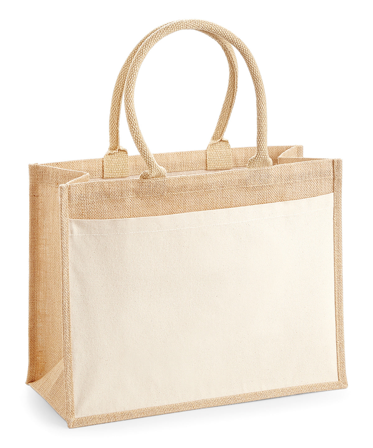 Westford Mill WM427 Cotton pocket jute shopper in Natural