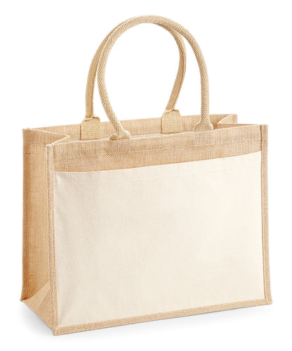 Westford Mill WM427 Cotton pocket jute shopper in Natural