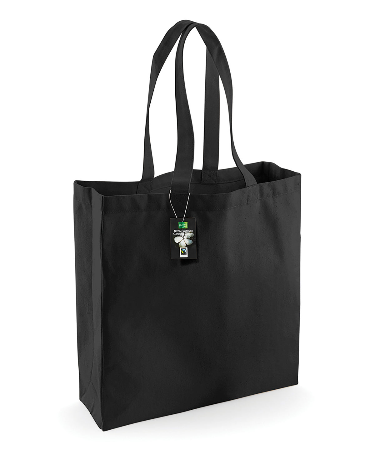 Westford Mill WM623 Fairtrade cotton classic shopper in Black