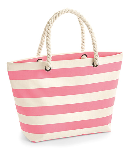 Westford Mill WM680 Nautical beach bag in Natural/Pink