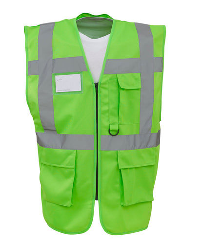 Yoko YK002 Multifunctional executive hi-vis waistcoat (HVW801) in Lime