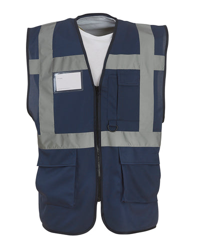 Yoko YK002 Multifunctional executive hi-vis waistcoat (HVW801) in Navy