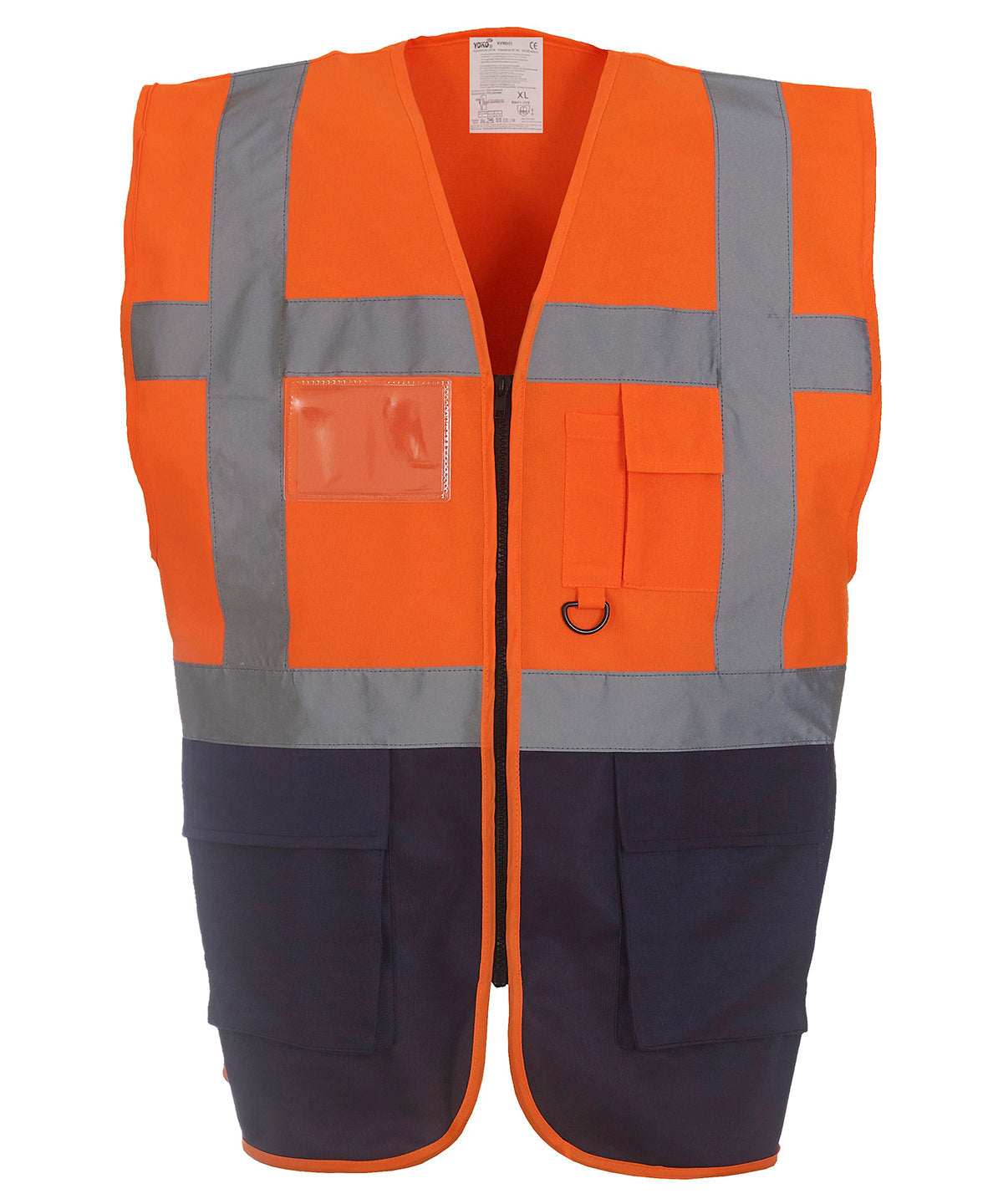 Yoko YK002 Multifunctional executive hi-vis waistcoat (HVW801) in Orange/Navy