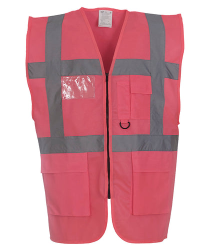 Yoko YK002 Multifunctional executive hi-vis waistcoat (HVW801) in Pink