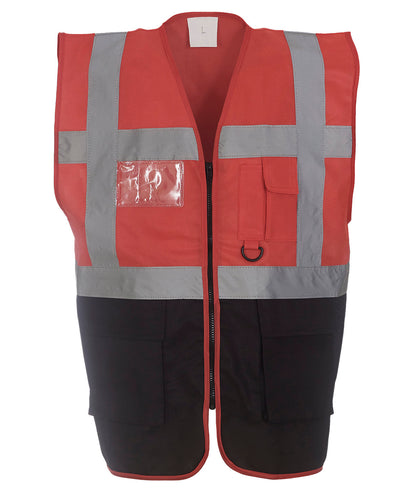 Yoko YK002 Multifunctional executive hi-vis waistcoat (HVW801) in Red/Black