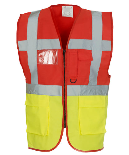 Yoko YK002 Multifunctional executive hi-vis waistcoat (HVW801) in Red/Yellow