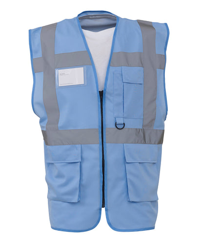 Yoko YK002 Multifunctional executive hi-vis waistcoat (HVW801) in Sky
