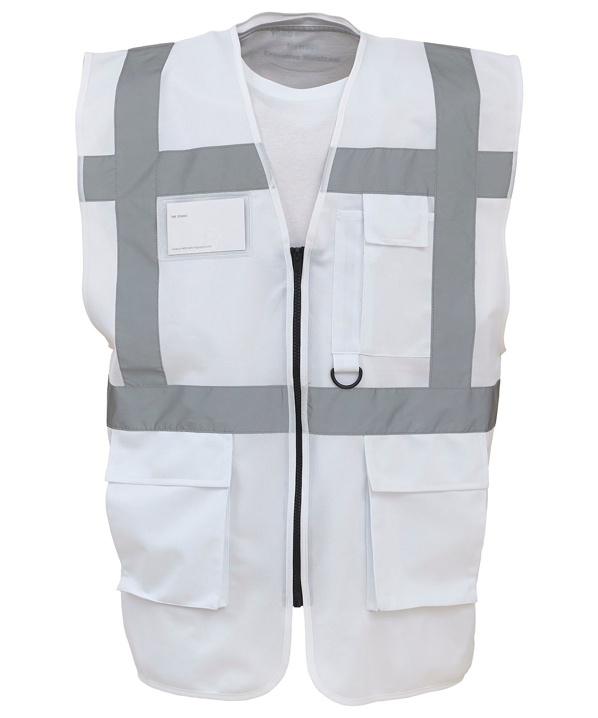 Yoko YK002 Multifunctional executive hi-vis waistcoat (HVW801) in White