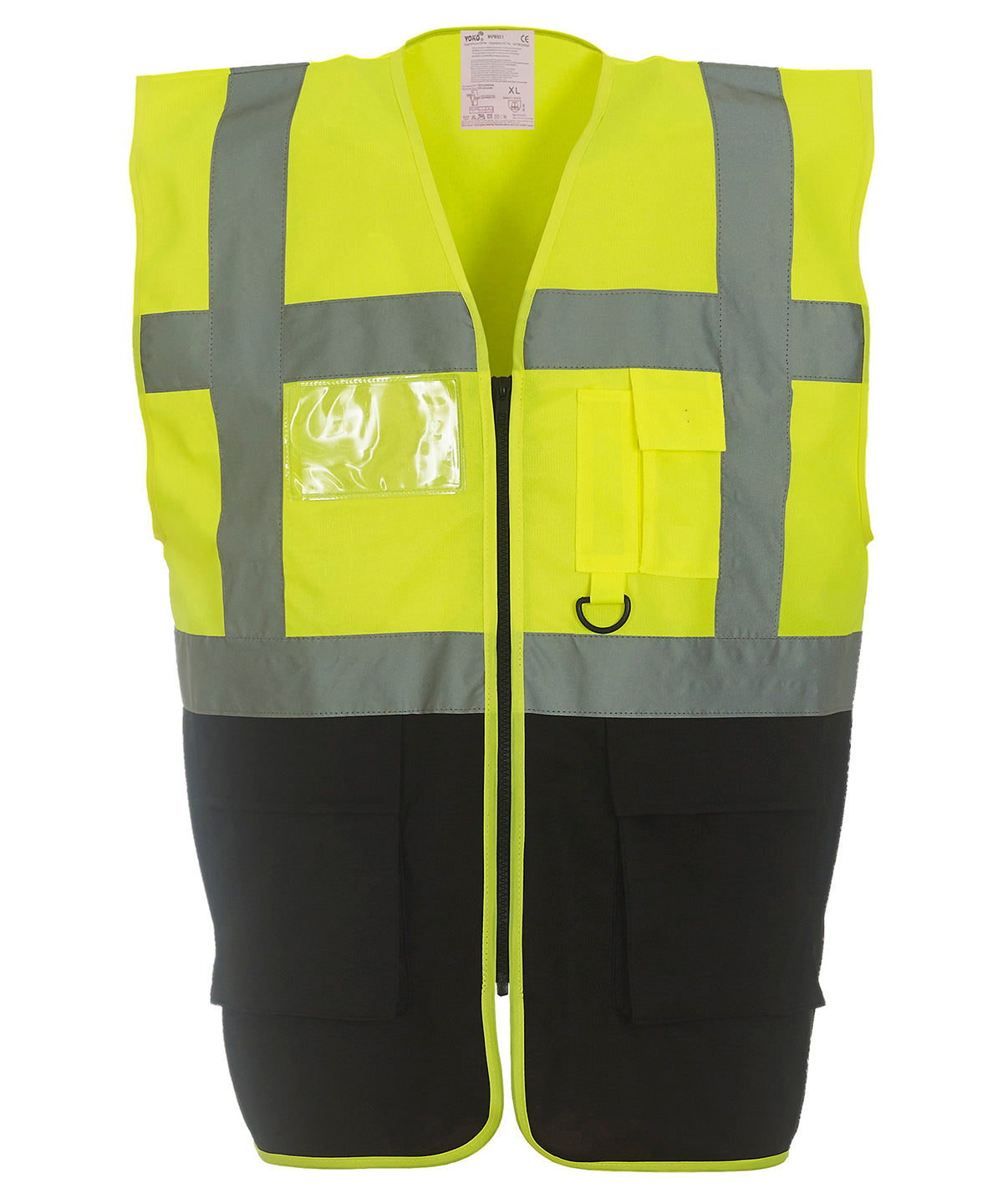 Yoko YK002 Multifunctional executive hi-vis waistcoat (HVW801) in Yellow/Black