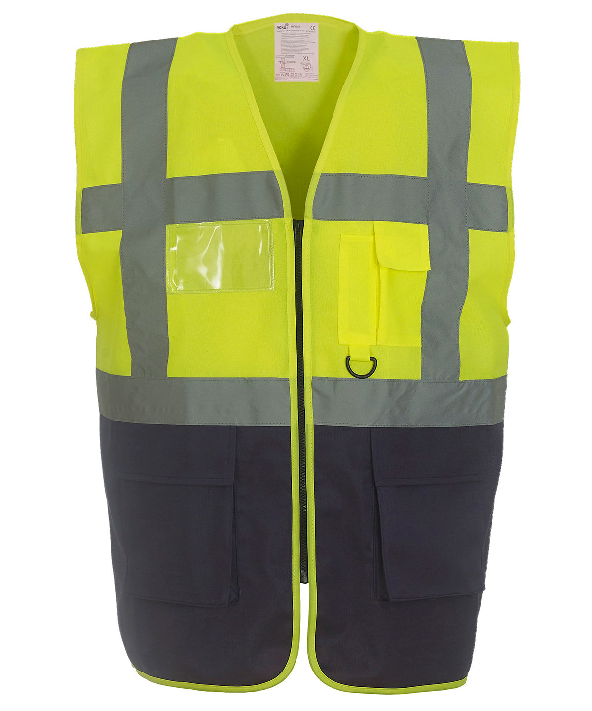 Yoko YK002 Multifunctional executive hi-vis waistcoat (HVW801) in Yellow/Navy