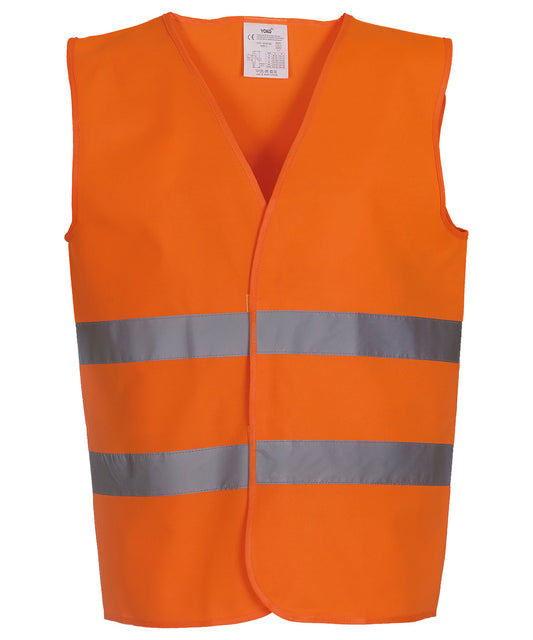 Yoko YK003 Hi-vis 2-band waistcoat (HVW102) in Orange