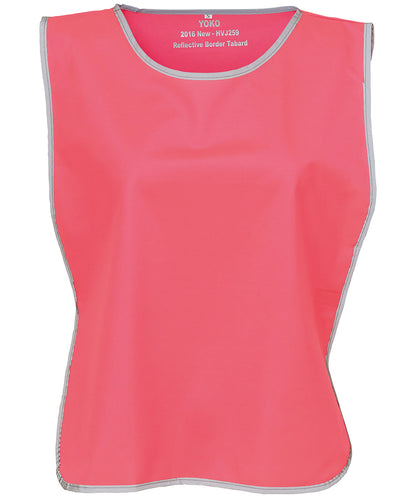 Yoko YK009 Hi-vis reflective border tabard (HVJ259) in Fluo Pink
