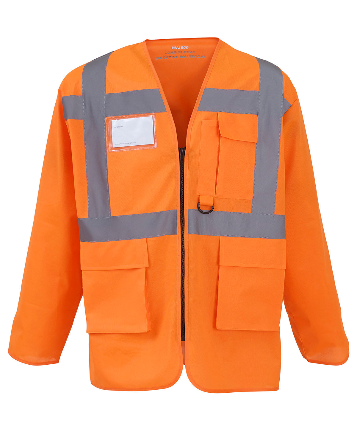 Yoko YK014 Hi-vis executive long sleeve waistcoat (HVJ800) in Orange