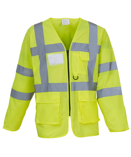 Yoko YK014 Hi-vis executive long sleeve waistcoat (HVJ800) in Yellow